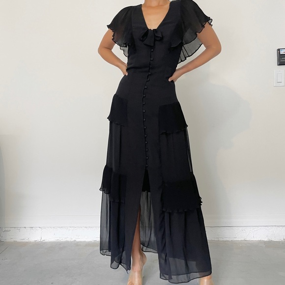 Black ruffle maxi dress - Picture 1 of 4